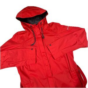 Columbia Pardon My Trench Rain Jacket Women M Red Omni Shield Waterproof